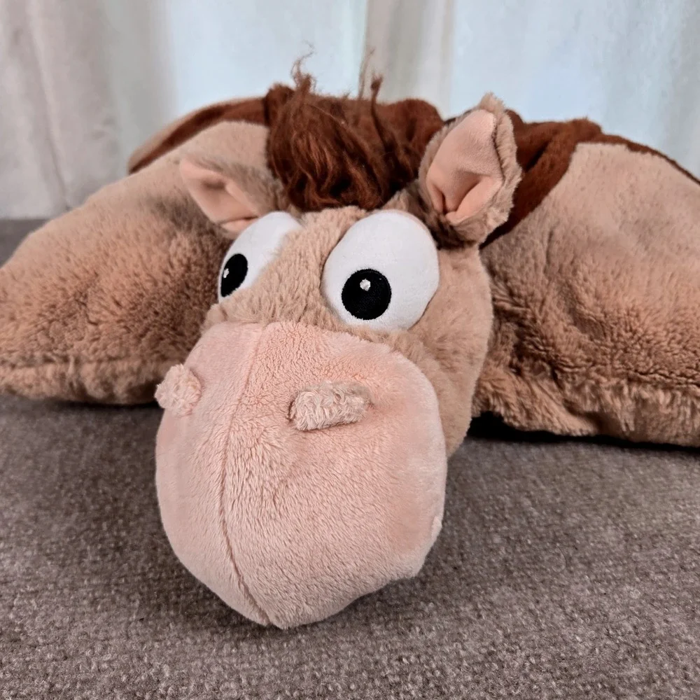 Disney Parks Toy Story Bullseye Horse Plush Folding Pillow 20x20 Brown Tan 2013